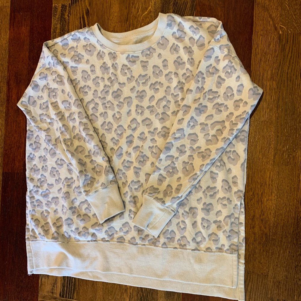 Lucky Brand, Crewneck, Tunic Sweatshirt, Leopard Print